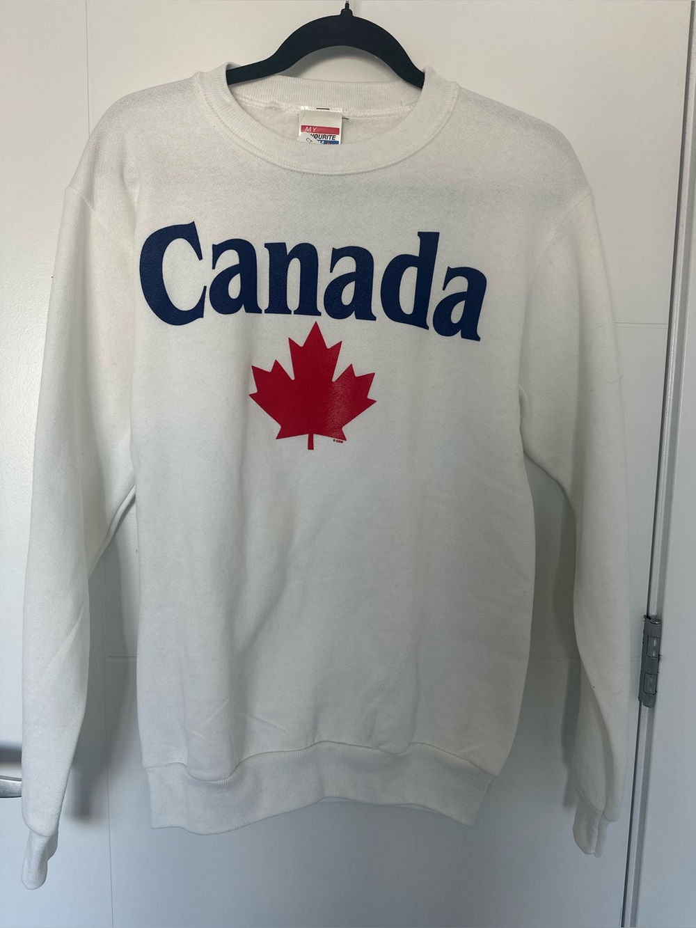 Canada Crewneck Sweater - White with Red Maple Leaf